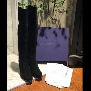 NEW Stuart Weitzman lowjack Suede Over the knee Boots in black size 7W